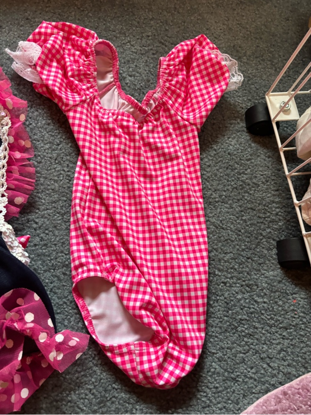 Wish Pink Gingham Ruffle Leotard